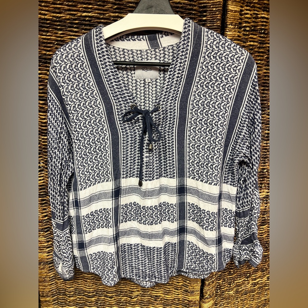 Rails- Navy‎ and White Textured Top, XSmall